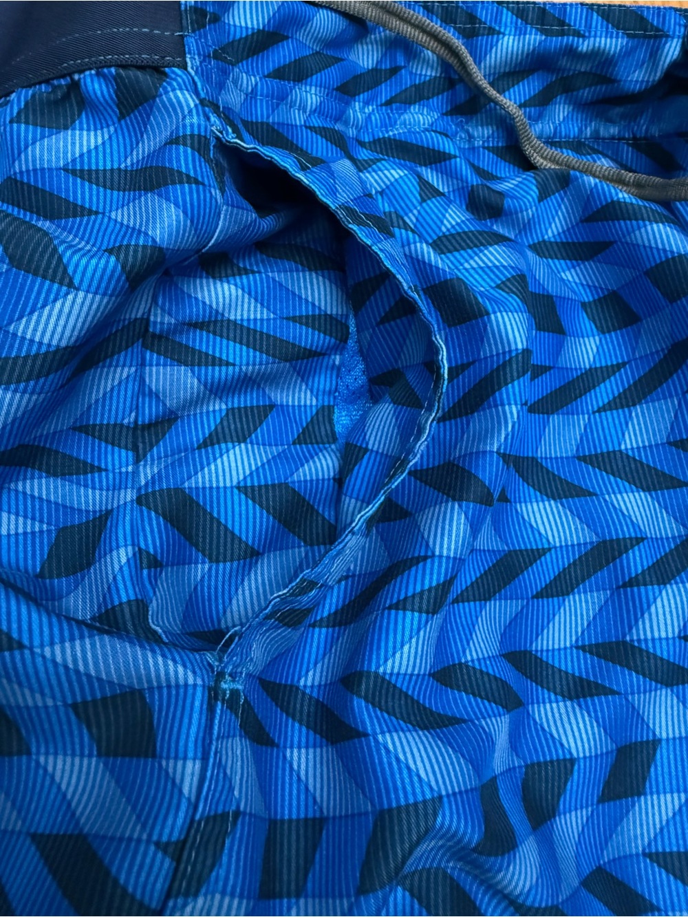 Nike Men’s XL Swim Trunks Blue Geometric Print Drawstring Built-In Support Liner - Picture 13 of 13